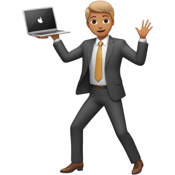 create a person emoji of Barcushake is the superpower name The mover & shaker who stays organised with a laptop dancing emoji