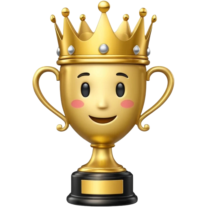 Win Emoji

Glossy 3D emoji showing a gold trophy with a small crown, glowing effect, black and gold theme. emoji