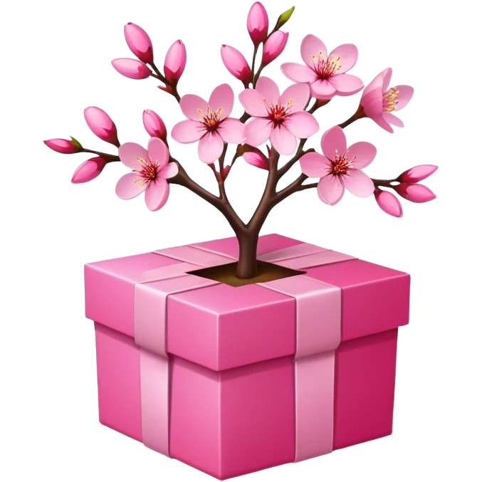 Pink cherry blossoms in a pink gift box emoji