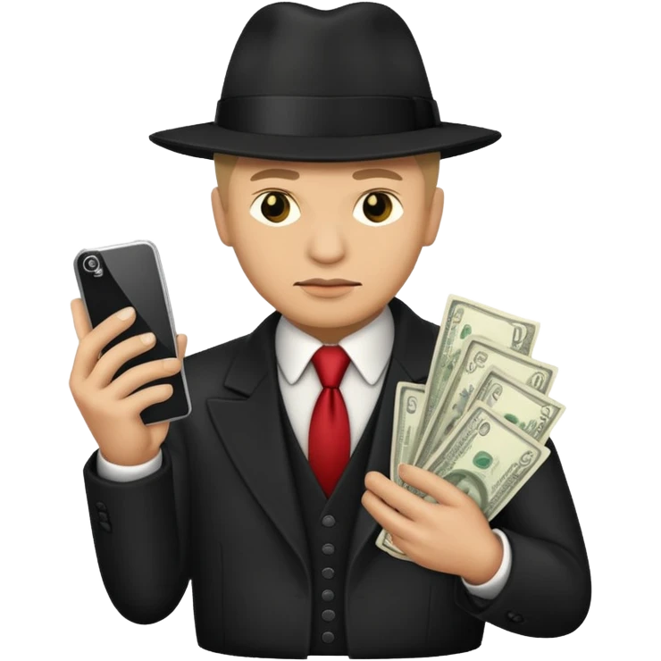 Mafia boss holding money and phone emoji