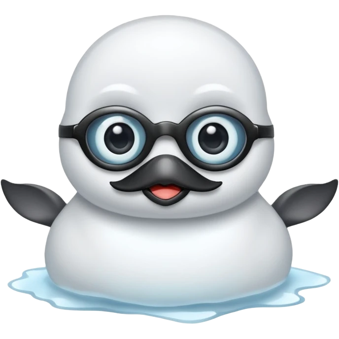 Esta es una imagen de una cría de foca arpa (conocida como whitecoat) descansando sobre el hielo.Es prácticamente una esfera perfecta de pelaje blanco y esponjoso.Tiene ojos oscuros, una nariz negra pequeña y bigotes largos que resaltan sobre su cara clara emoji