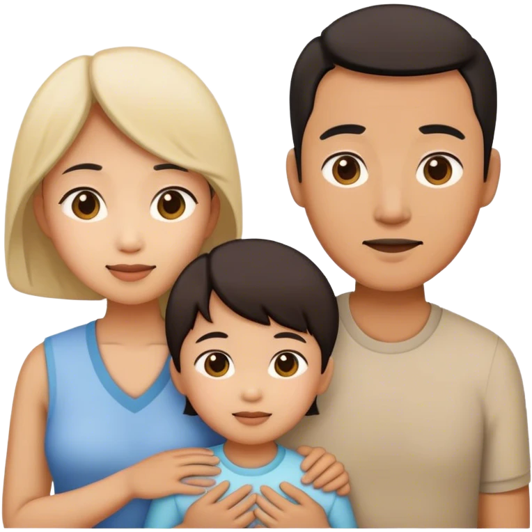 Asian Family with mom dad son and daughter emoji