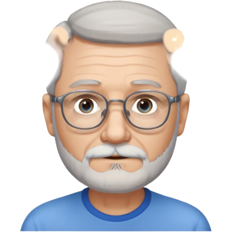 Create me an emoji of an old man. Gray short size hair. Gray beard. Glasses. Blue eyes emoji