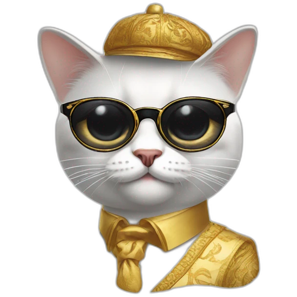 Un chat riche avec des lunettes de solei emoji