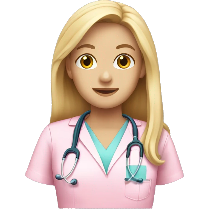 Blonde Long hair nurse in pink scrubs  emoji