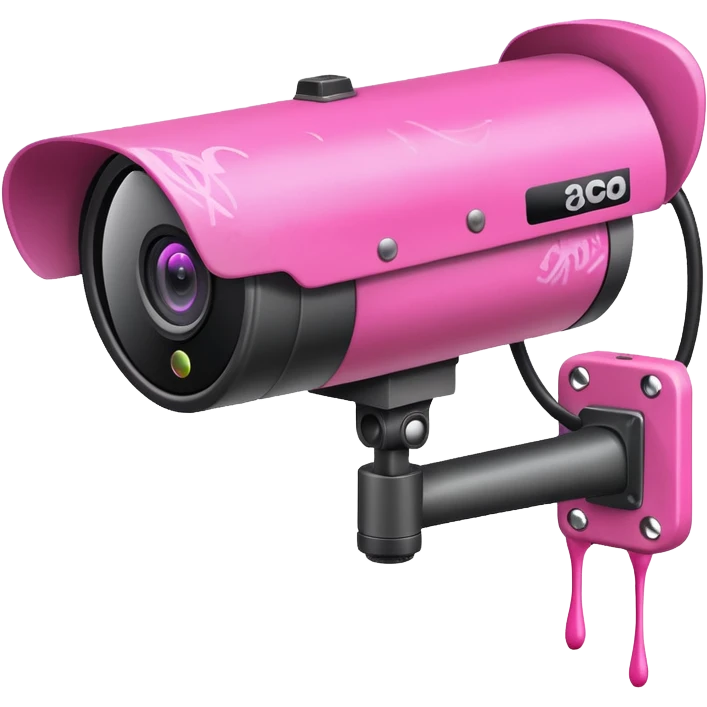 Security Camera pink with graffity emoji
