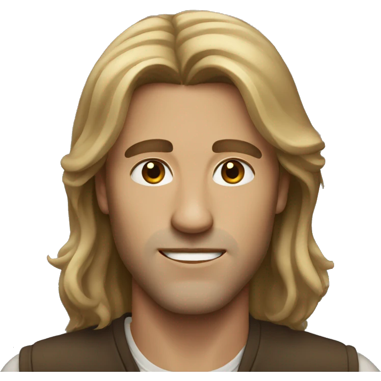 man with long brown hair emoji