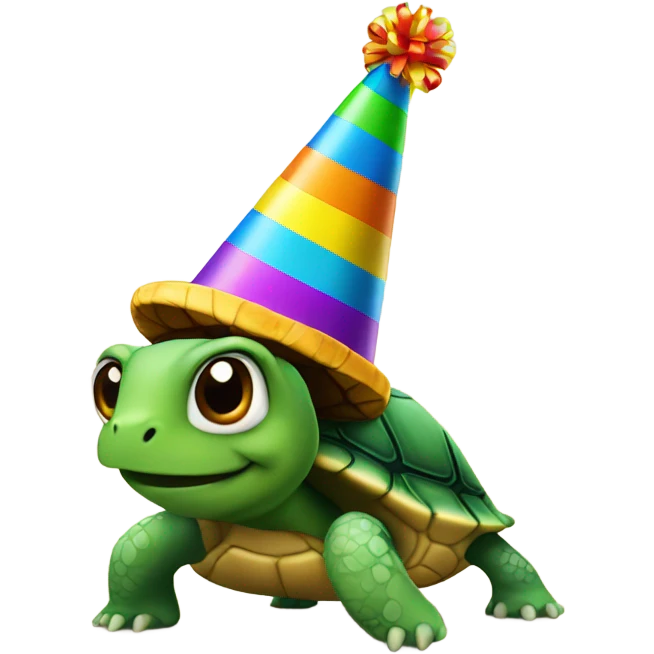 Turtle with a birthday hat emoji