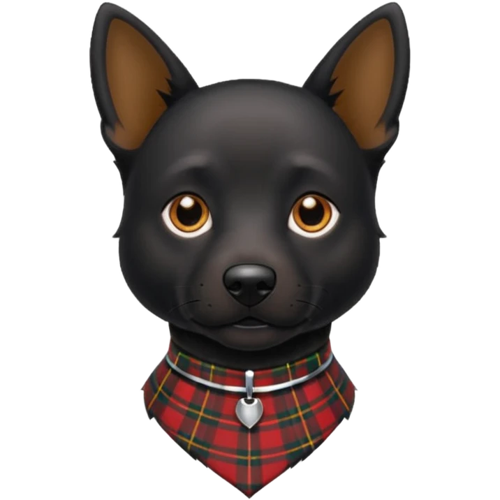 Medium size black dog with pointed face tartan collar emoji