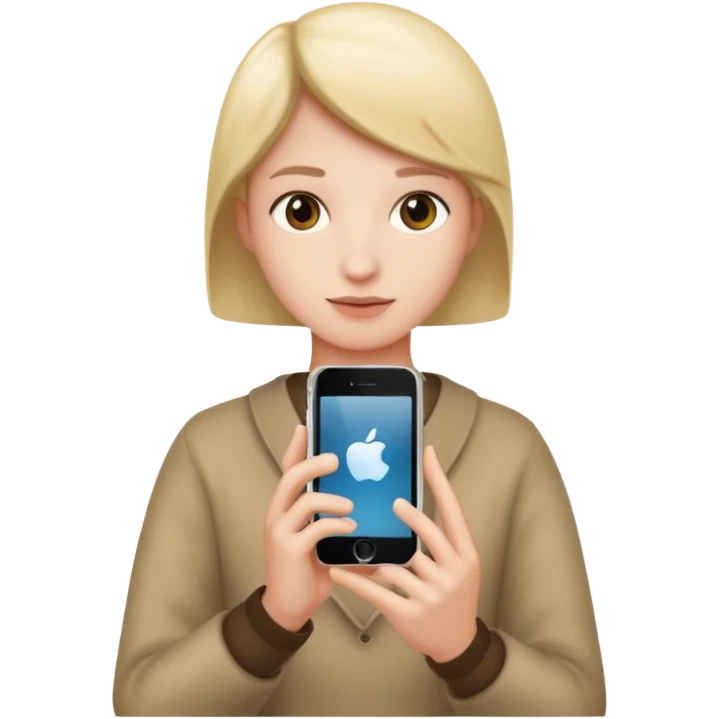 one hand showing iphone with screen, only hand and phone emoji