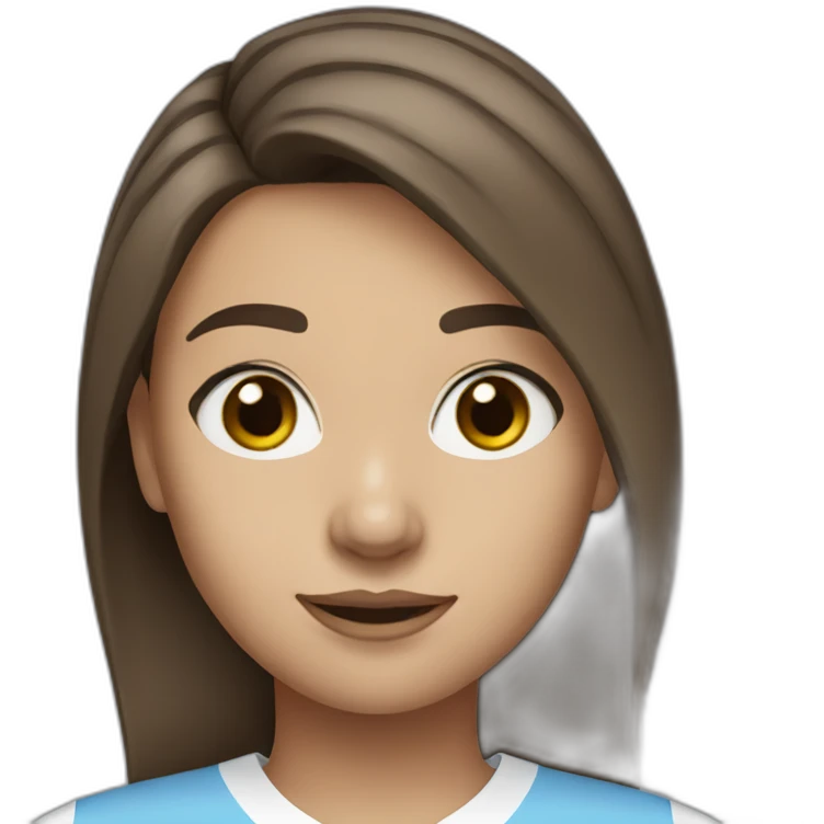 girl with short wavey brown hair and eyes wearing Manchester City football shirt emoji