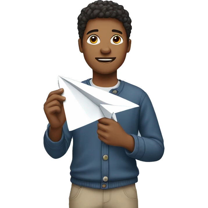 a young man with a paper airplane in his hand emoji