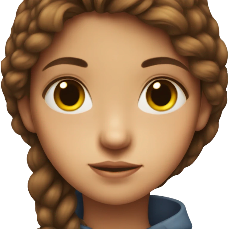 brown-haired girl close-up portrait and bird emoji