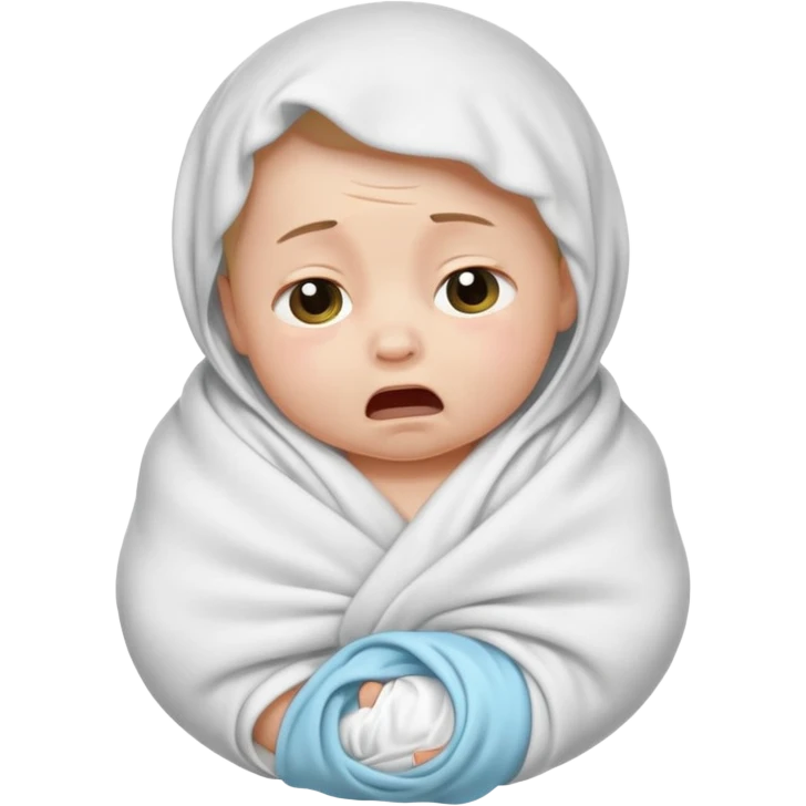 a swaddled baby crying emoji