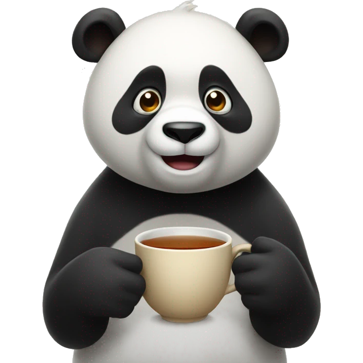 A Panda Looking confused with a Cup of tea in his Hands emoji
