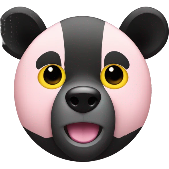 black bear with one yellow eye and a light pink tummy emoji