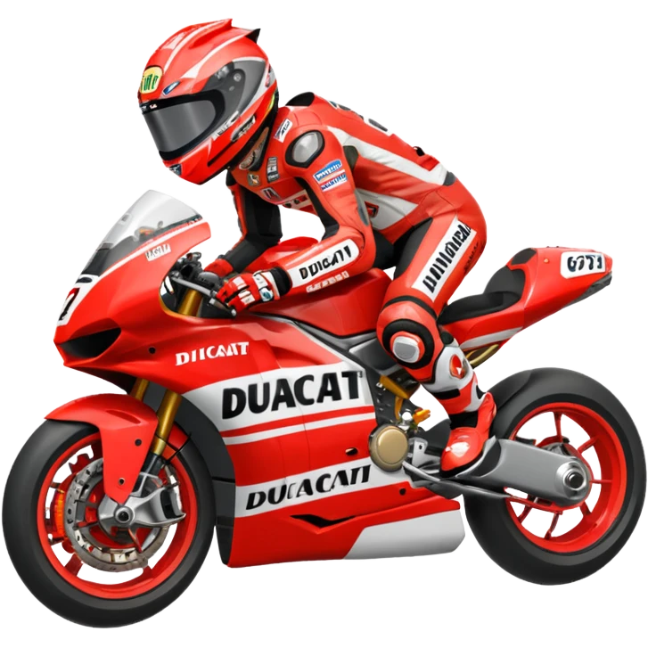 Un emoji de moto gp dé Ducati Marc Márquez pero con la moto  emoji