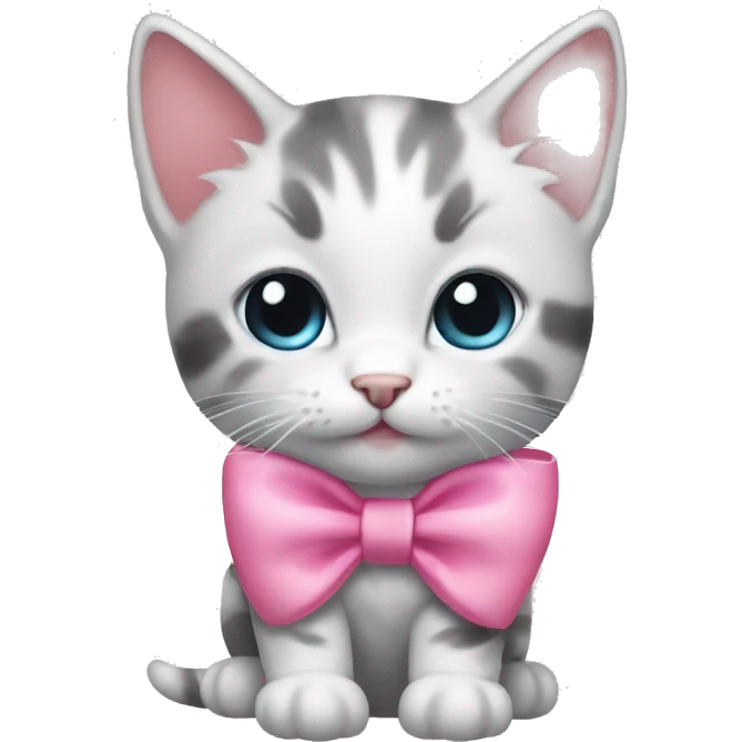 a kitten with cute pink bow on its head  emoji