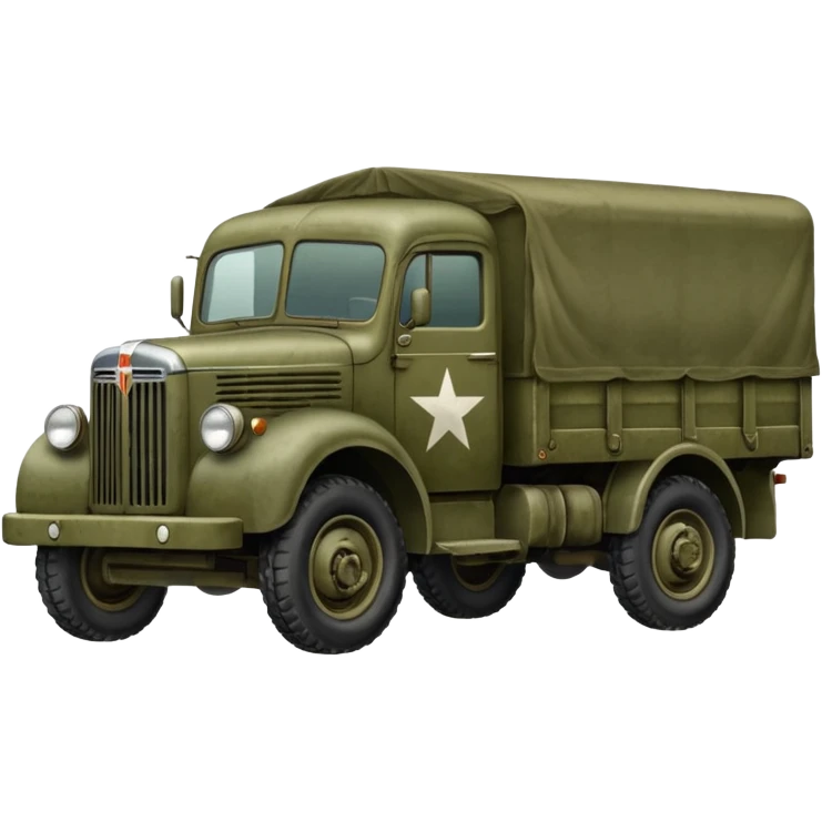a simplistic rendition of a 1940s military truck emoji