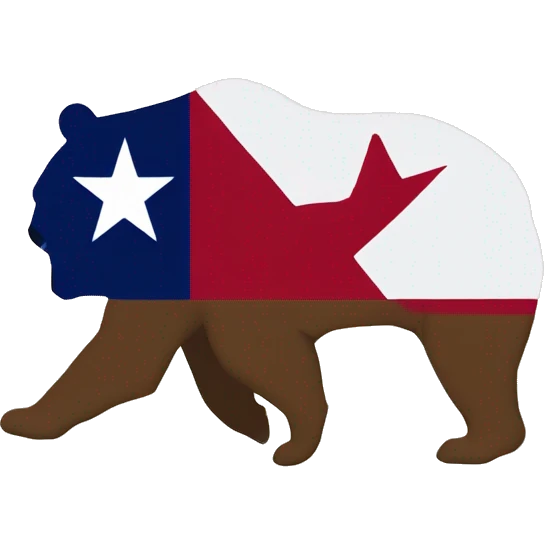 texas flag with the california bear walking on the red and in the white part emoji