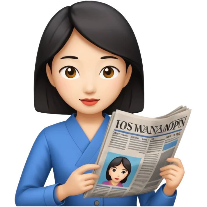 newspaper read asian woman emoji