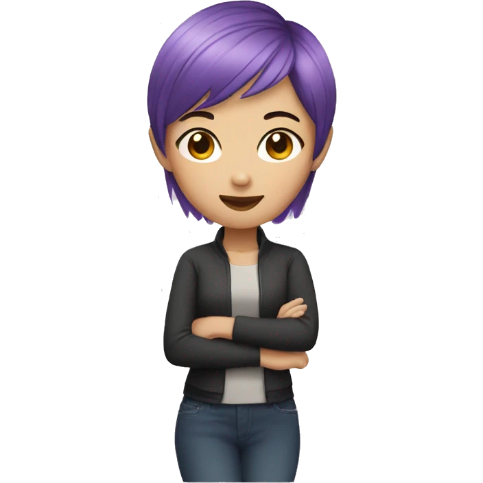 Asian girl with short purple hair  emoji