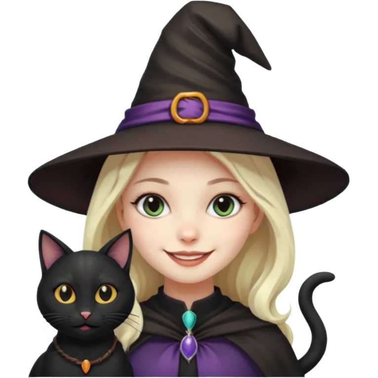 Make emoji of girl witch black cat emoji