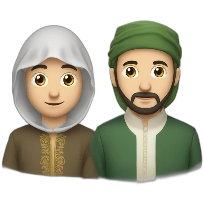 deux frères musulman un a côté de l’autre juste leur tête  emoji