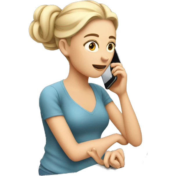 White woman, on phone, lazily scrolling emoji