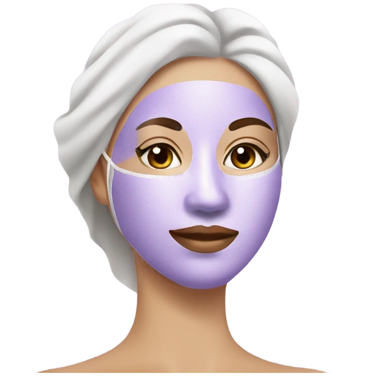Lady with pastel Purple face mask spa beauty full face relaxing emoji