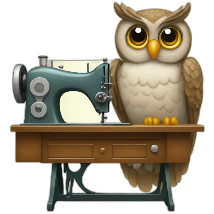 Owl with Sewing machine emoji