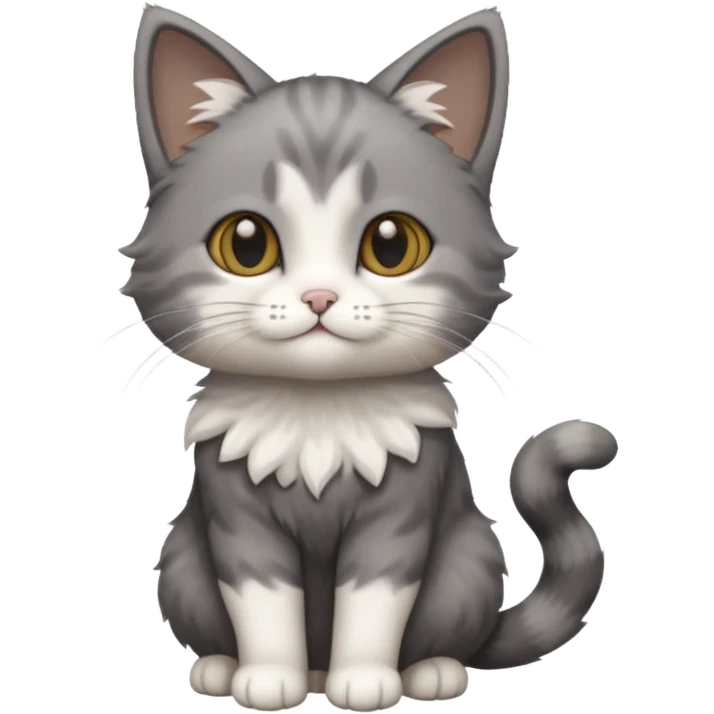 full body small short hair dark grey and white cat emoji
