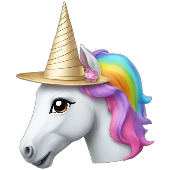 hat on unicorn emoji