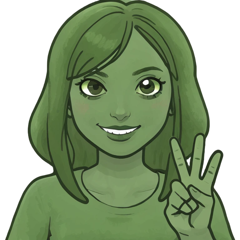 girl throwing the peace sign emoji