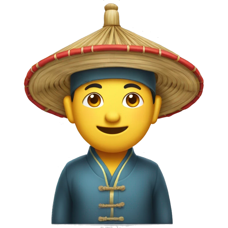 chinois avec un chapeau traditionnel sur la tête  emoji