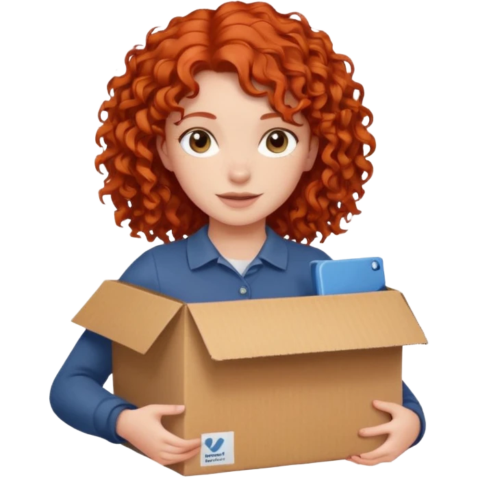 box carrier curly red haired girl  emoji