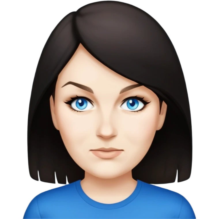 female, wearing black tshirt,  black hair emoji