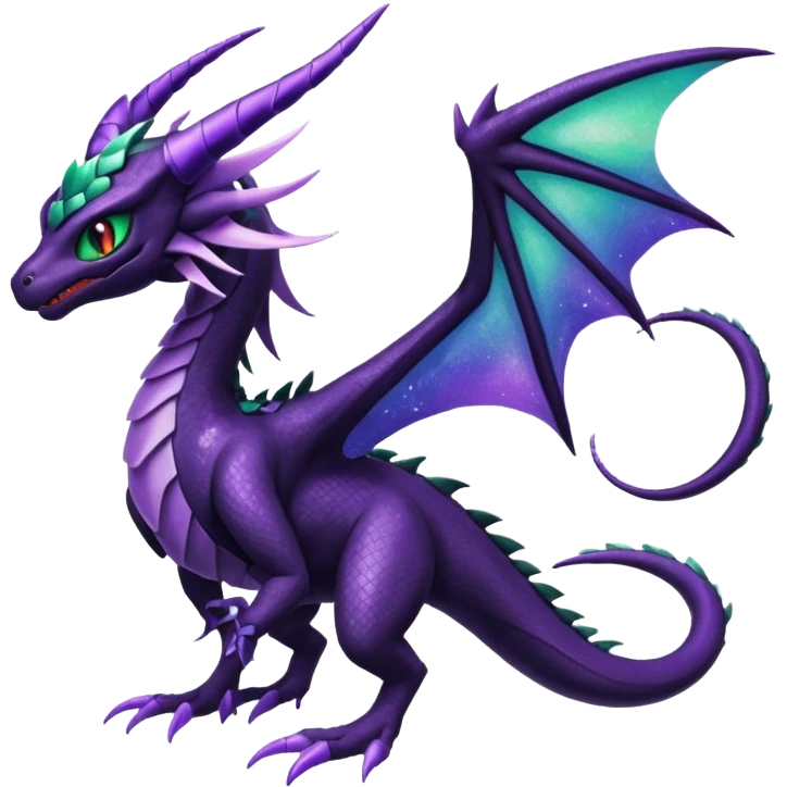 Void-Black Star-Dusted Night-Shimmered Cosmic-Winged Draconic Noivern-Rayquaza-Lunala creature (full body) emoji