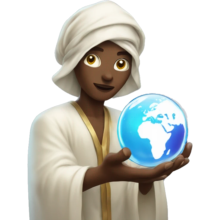 Fortune teller holding a crystal ball with the earth inside it emoji