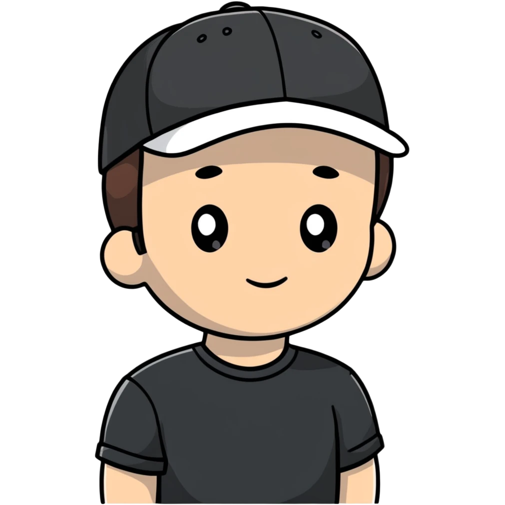 a white bro with brunette hair, wearing a black cap and a black shirt emoji