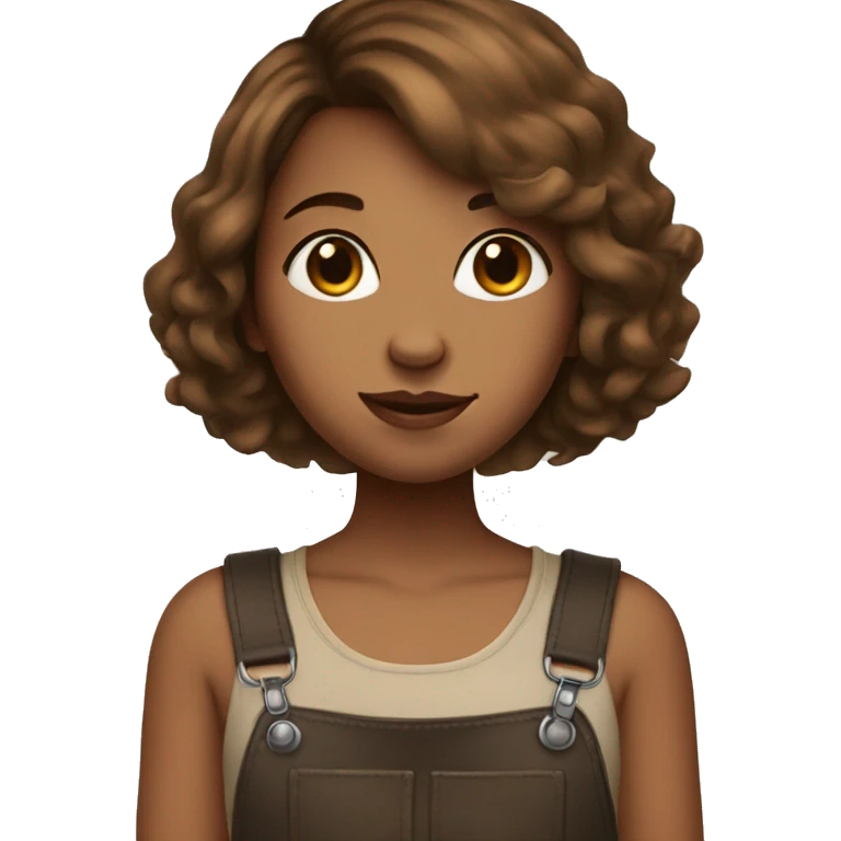A girl with brown bob haircut, she paint emoji