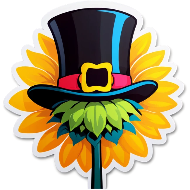 sunflower with a top hat emoji
