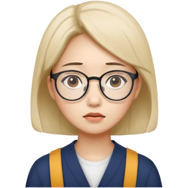 South Korean female college student with a worried face  emoji