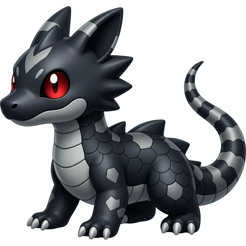 Cool Edgy Zangoose-Absol-Seviper Fakémon Digimon with Edgy markings, full body, outlined emoji