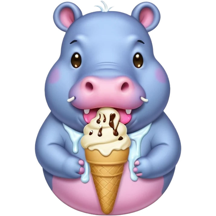hippo eating icecream  emoji