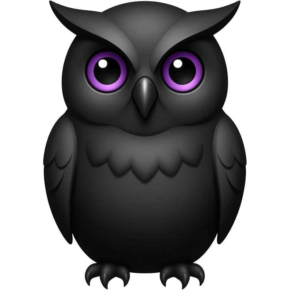 Black owl purple eye emoji