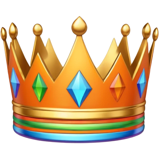 orange 3d crown with rainbow inlay emoji