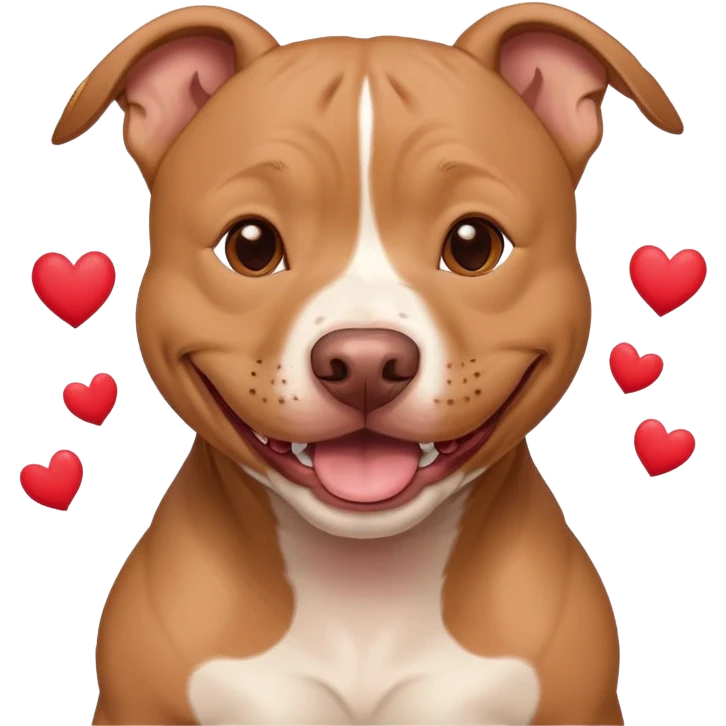  Light brown smiling pitbull with hearts around it emoji