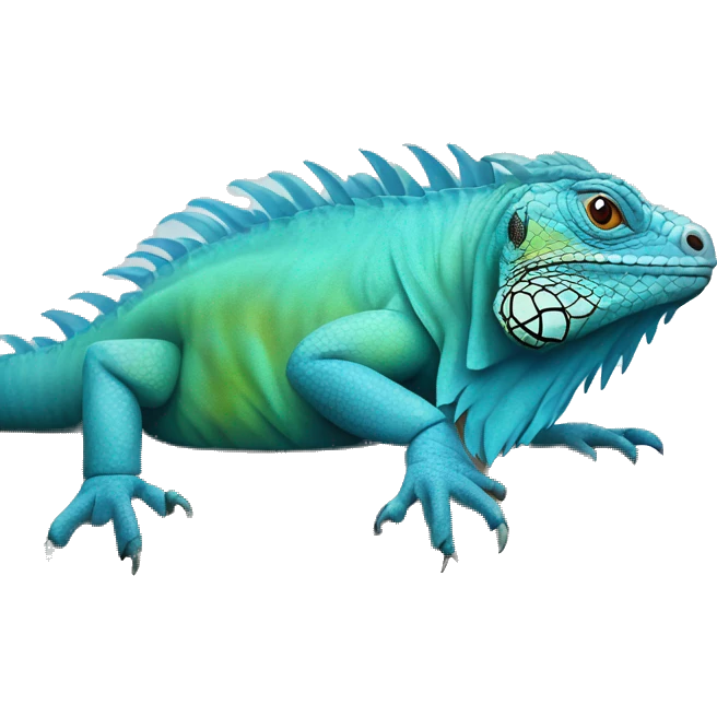 realistic crawling blue iguana  emoji