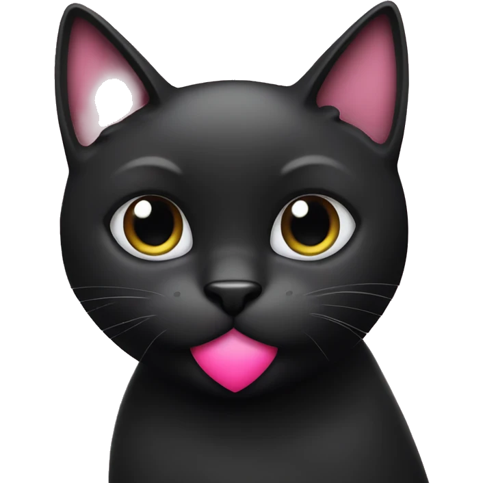 Black cat with pink heart emoji